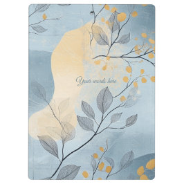 Carpeta De Pinza Create Your Own Golden Blue Floral Minimalist