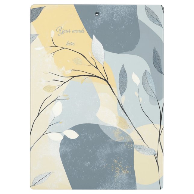 Carpeta De Pinza Create Your Own Golden Blue Gray Floral Minimalist (Reverso)
