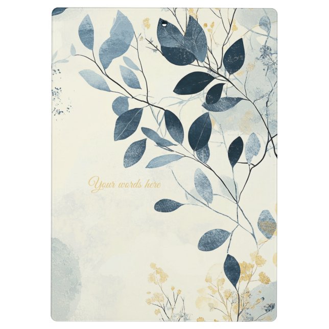 Carpeta De Pinza Create Your Own Sunny Blue Gold Floral Minimalist (Reverso)