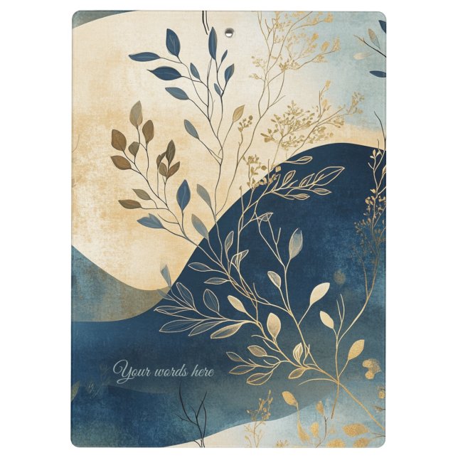 Carpeta De Pinza Create Your Own Wavy Blue Floral Minimalist (Reverso)