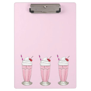 Carpeta De Pinza Crema rosa de fresa helado sacude el postre de bat