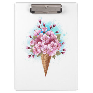 Carpeta De Pinza Crema rosa de hielo Sakura Waffle Cone