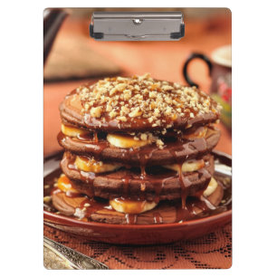 Carpeta De Pinza Crepes del chocolate con los plátanos y el