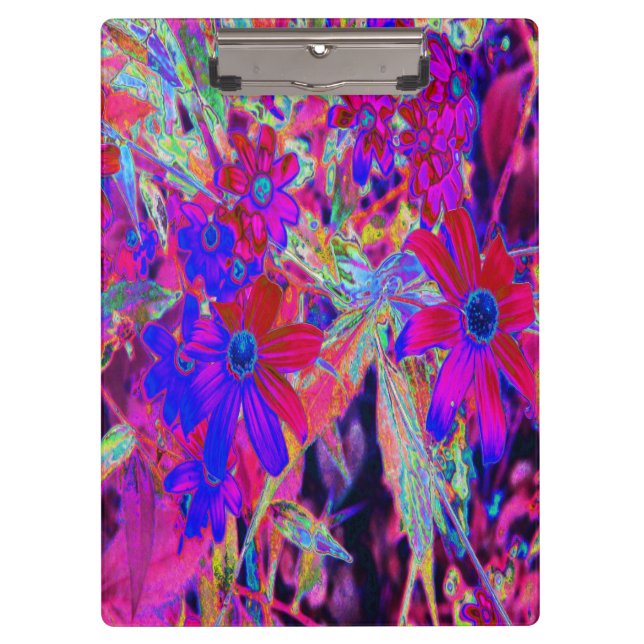 Carpeta De Pinza Crimson psicodélico retro y flores silvestres mage (Anverso)