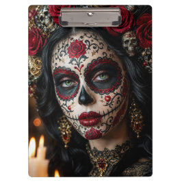 Carpeta De Pinza Crimson Rose Calavera – Elegante Día de Muertos