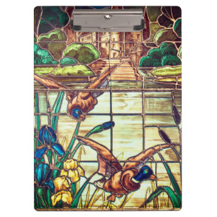 Carpeta De Pinza Cristal manchado mallard patos estanque marrón azu