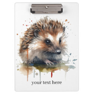 Carpeta De Pinza Critter acogedor: Erizo en acuarela, personalizado