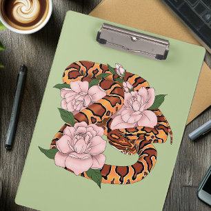 Carpeta De Pinza Cron Snake Pink Flores verdes