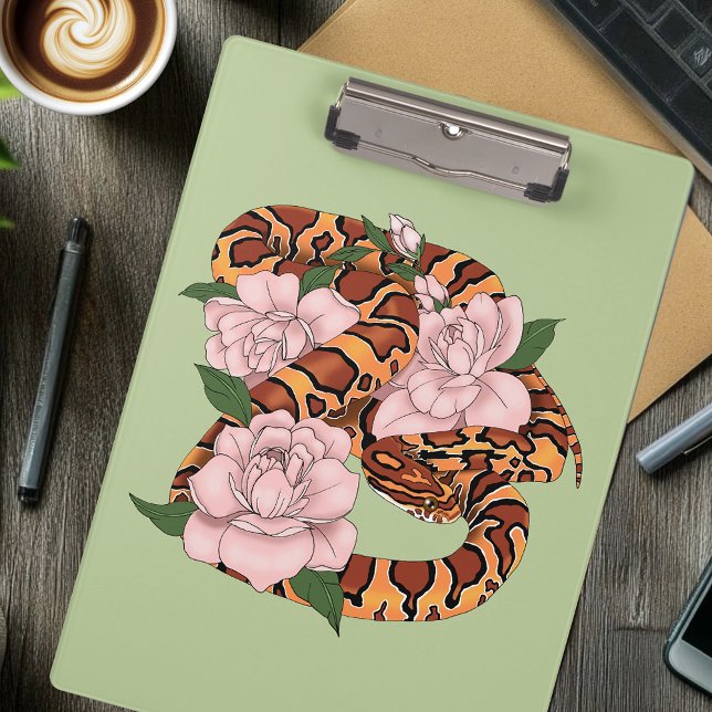 Carpeta De Pinza Cron Snake Pink Flores verdes (Subido por el creador)