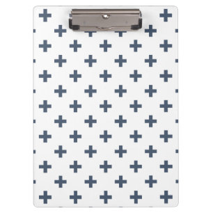 Carpeta De Pinza Cruces de polka azul-gris sobre blanco