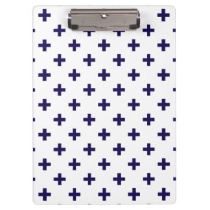 Carpeta De Pinza Cruces de polka azul marino sobre blanco