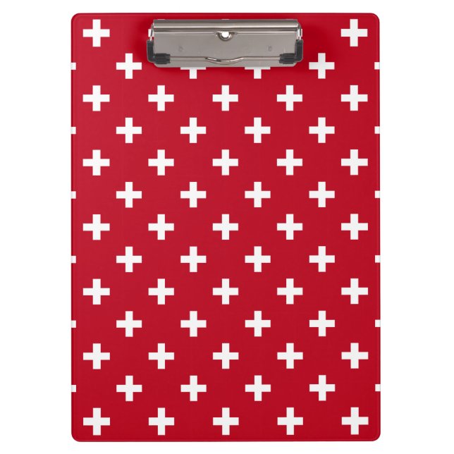 Carpeta De Pinza Cruces de polka blanca sobre rojo (Anverso)