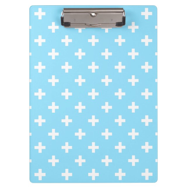 Carpeta De Pinza Cruces de polka blanco sobre azul bebé (Anverso)