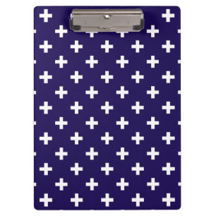 Carpeta De Pinza Cruces de polka blanco sobre azul marino