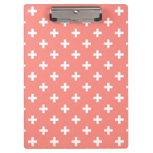 Carpeta De Pinza Cruces de polka blanco sobre melocotón