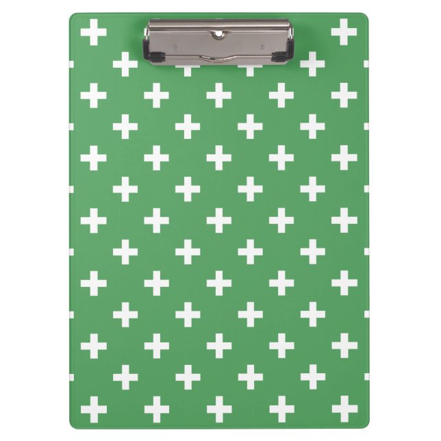 Carpeta De Pinza Cruces de polka blanco sobre verde (Anverso)
