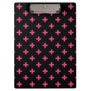 Carpeta De Pinza Cruces de polka de Fuchsia sobre negro