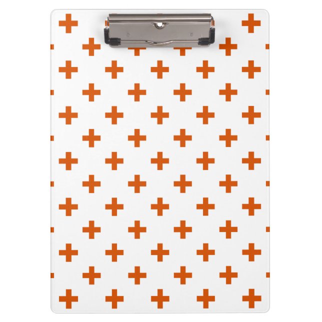Carpeta De Pinza Cruces de polka naranja sobre blanco (Anverso)