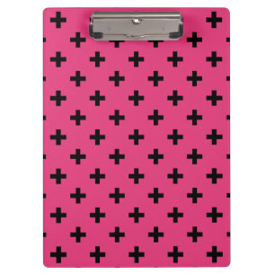 Carpeta De Pinza Cruces de polka negra en fucsia