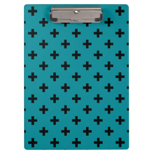 Carpeta De Pinza Cruces de polka negra en verde azulado
