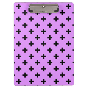 Carpeta De Pinza Cruces de polka negra sobre lila