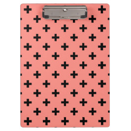 Carpeta De Pinza Cruces de polka negra sobre melocotón