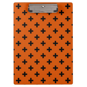 Carpeta De Pinza Cruces de polka negra sobre naranja