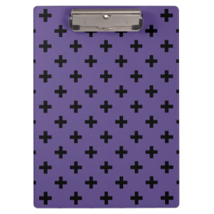 Carpeta De Pinza Cruces de polka negra sobre ultravioleta