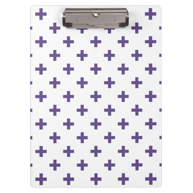 Carpeta De Pinza Cruces de polka ultravioleta sobre blanco (Anverso)