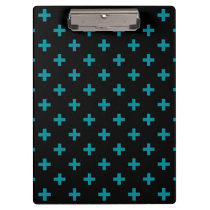 Carpeta De Pinza Cruces de polka verde azulada sobre negro