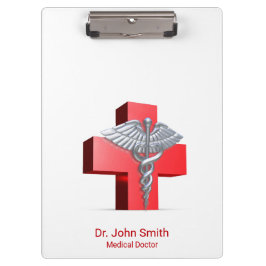 Carpeta De Pinza Cruz Caducez Plata 3D Médica