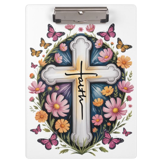 Carpeta De Pinza Cruz de Fe Floral  (Anverso)