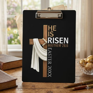 Carpeta De Pinza Cruz de Pascua Vintage Personalizada Él ha Resucit