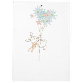 Carpeta De Pinza Cuaderno de conejos lindos con flores