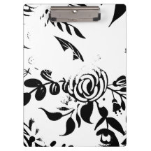 Cuaderno de Corazón Floral Descolorido Blanco y Ne