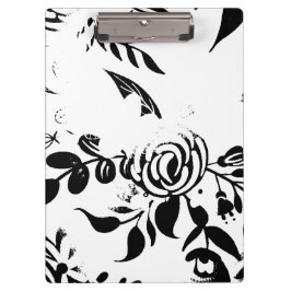 Carpeta De Pinza Cuaderno de Corazón Floral Descolorido Blanco y Ne