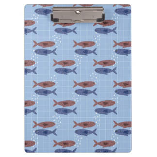 Carpeta De Pinza Cuaderno de Cuadrícula Azul Escuela de Peces