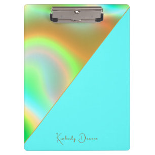 Carpeta De Pinza Cuaderno holográfico dorado menta elegante