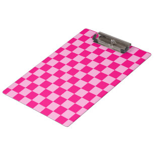 Carpeta De Pinza Cuadrados a cuadros rosa caliente claro geométrico