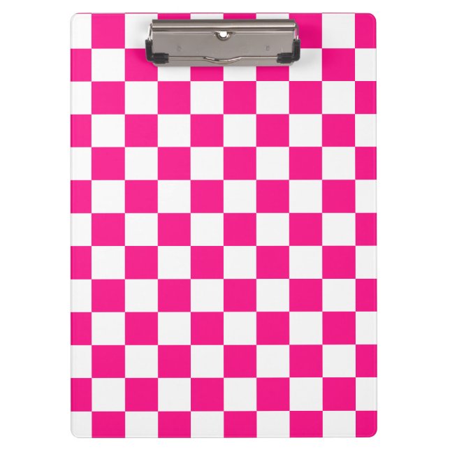 Carpeta De Pinza Cuadrados controlados retro geométrico blanco rosa (Anverso)