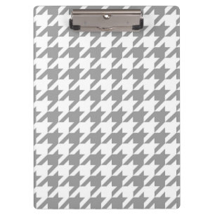 Carpeta De Pinza Cuadro escocés houndstooth blanco y gris ceniza