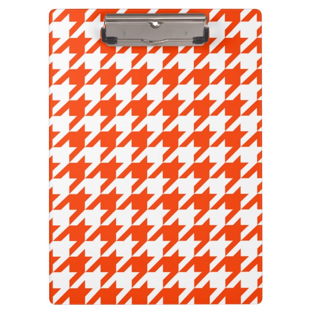 Carpeta De Pinza Cuadro Escocés Houndstooth Naranja Blanco (Anverso)