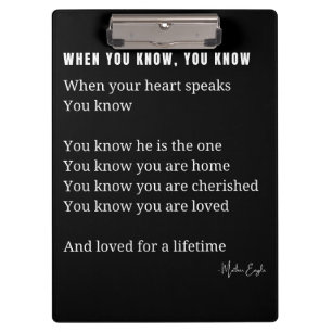 Carpeta De Pinza Cuando sabes, tu corazón habla poster de poema de 