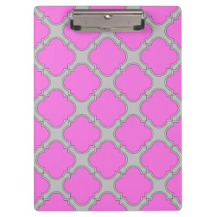 Carpeta De Pinza Cuatrefoil rosa y gris