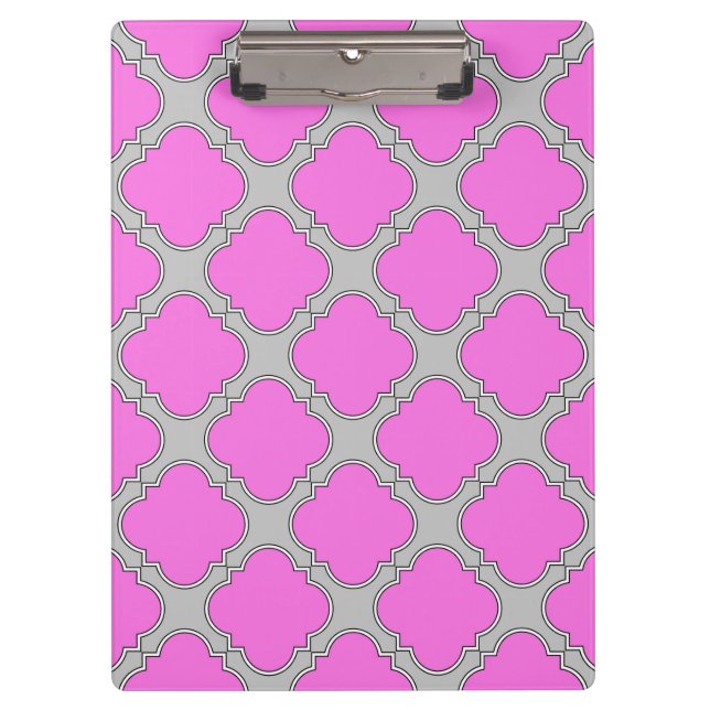 Carpeta De Pinza Cuatrefoil rosa y gris (Anverso)
