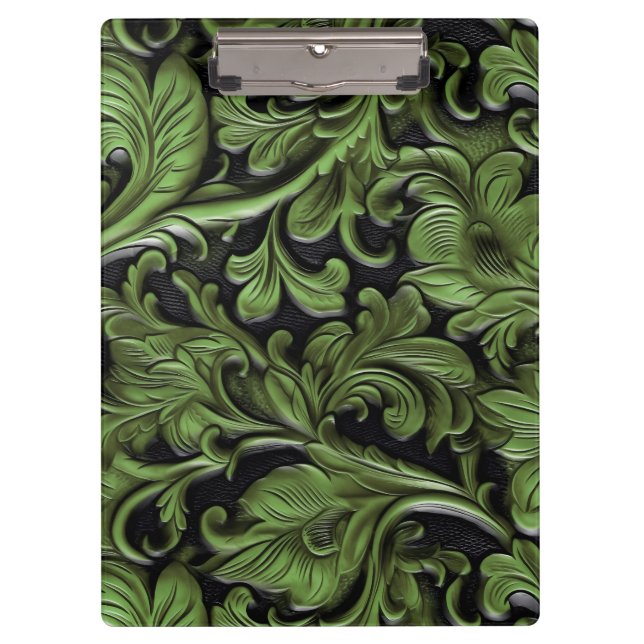 Carpeta De Pinza Cuero de herramientas verde de sabio antiguo (Anverso)