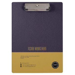 Carpeta De Pinza Cuero púrpura profundo, oro