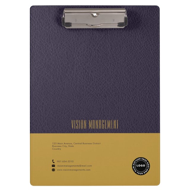 Carpeta De Pinza Cuero púrpura profundo, oro (Anverso)