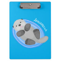 Cuidada y feliz nutria azul personalizado ilustrac