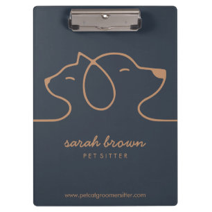 Carpeta De Pinza Cuidador de Mascotas Perro Gato Marrón Azul Animal